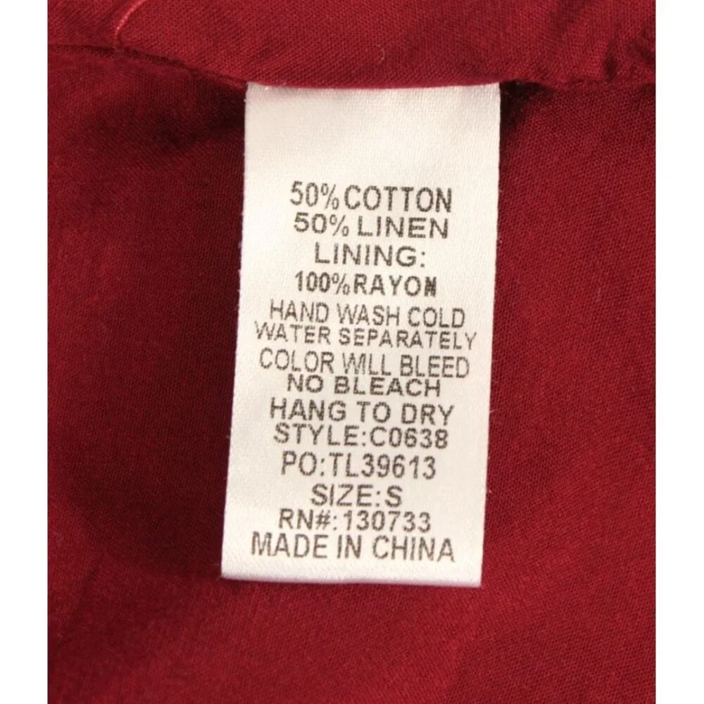 Altar’d State Bohemian Embroidered Mini Skirt Cotton & Linen Blend Sz S Burgundy - Picture 3 of 4